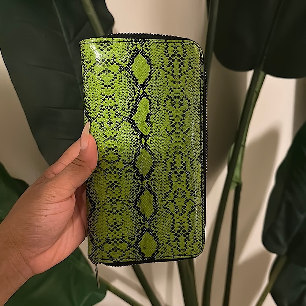 Green snake print wallet